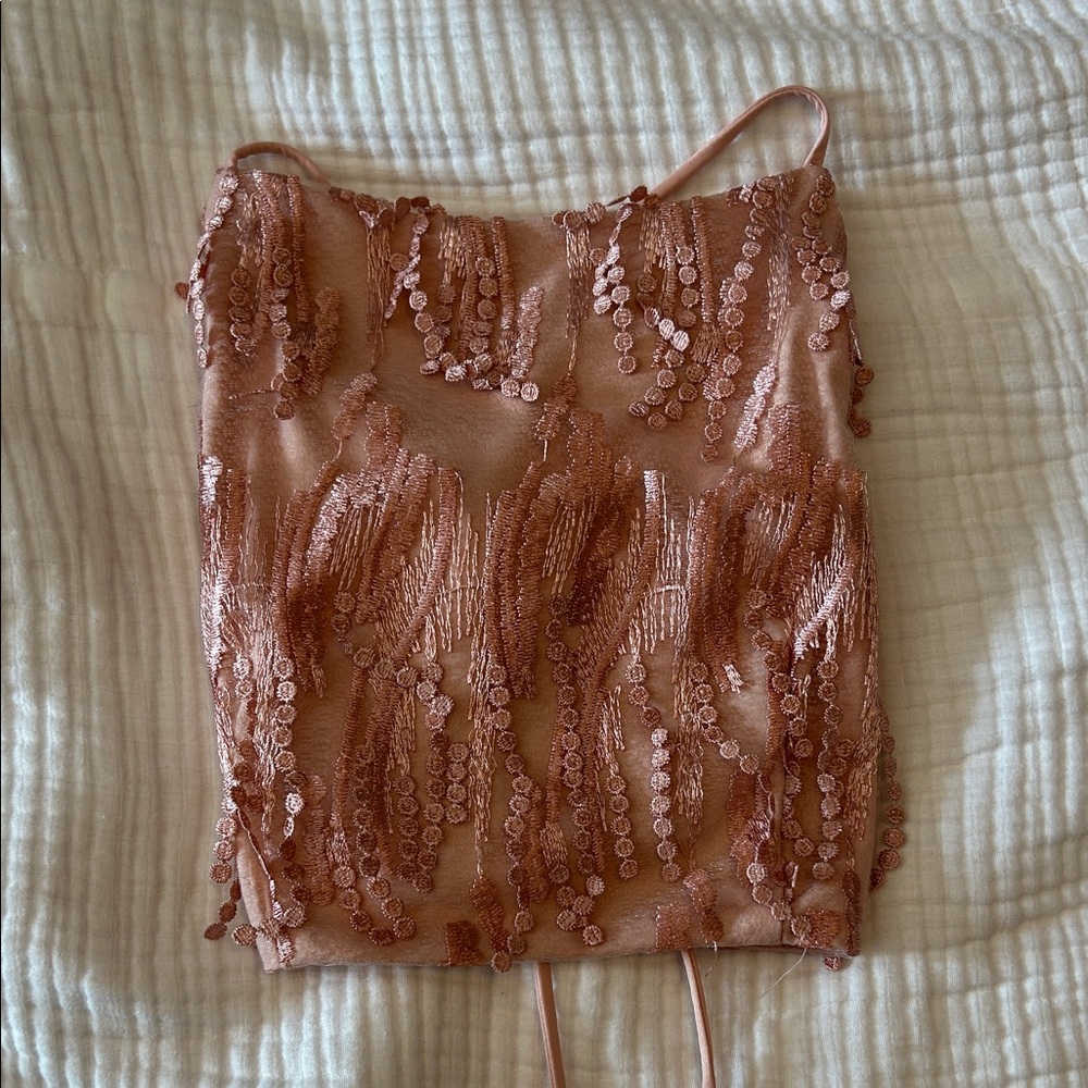 Lulu's Blush Lace-Up Crop Top